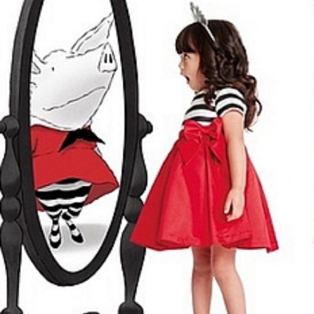 Olivia for Gymboree Red and Black Striped Formal Dress